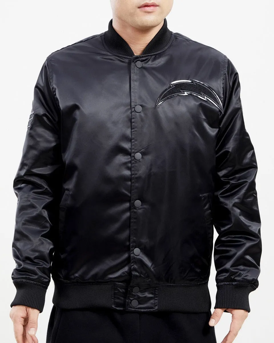 NFL LOS ANGELES CHARGERS TRIPLE BLACK MEN'S SATIN JACKET (TRIPLE BLACK)