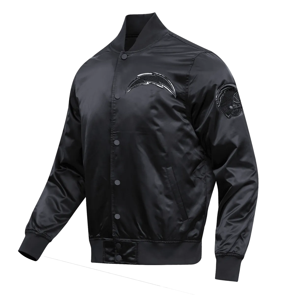 NFL LOS ANGELES CHARGERS TRIPLE BLACK MEN'S SATIN JACKET (TRIPLE BLACK)