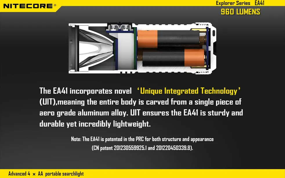 Nitecore EA41 2015 Edition 4 x AA Cree XM-L2 U2 1020 Lumen LED Flashlight