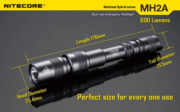 NITECORE MH2A CREE XM-L U2 LED 600 Lumen Rechargeable flashlight