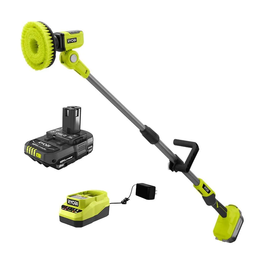 Open Box -  RYOBI Cordless ONE  18V 6 in. Telescoping Power Scrubber Brush Accessory