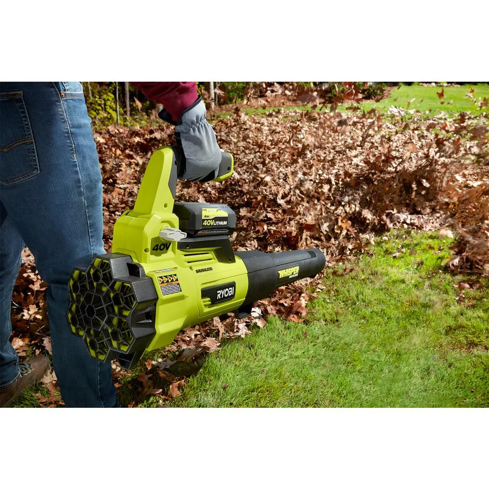 Open Box -  RYOBI RY40470VNM 40-Volt Lithium-Ion Brushless Cordless Leaf Blower w/ Battery