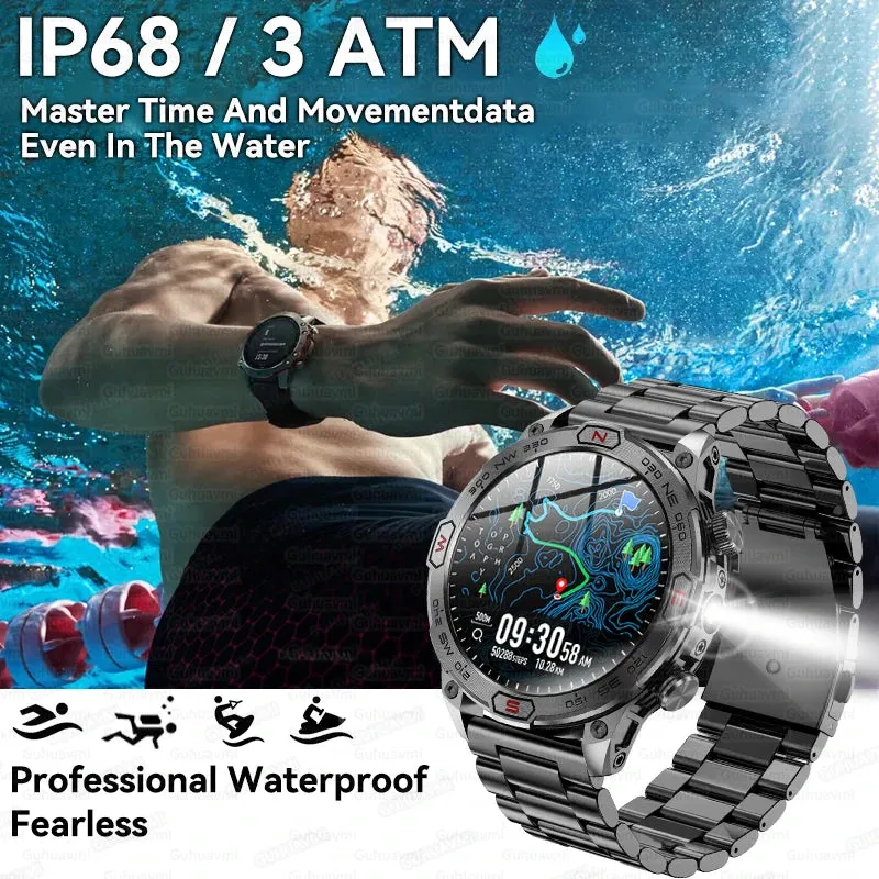 Outdoor Military AMOLED HD Screen Waterproof Smartwatch for Men