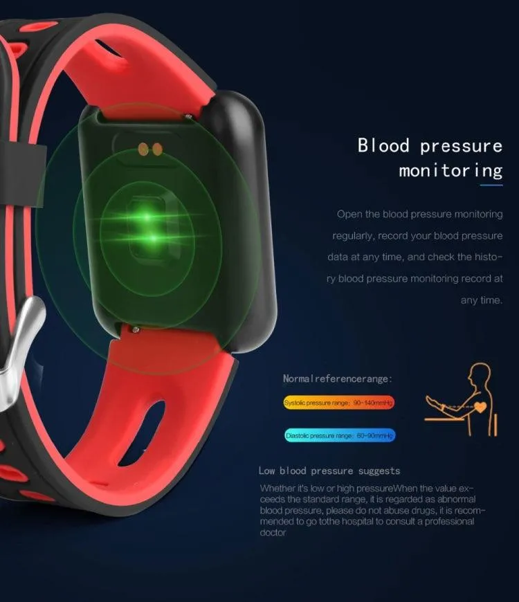 P68 Fitness Smartwatch with Heart Rate and Blood Pressure Monitoring for Xiaomi and Huawei Devices