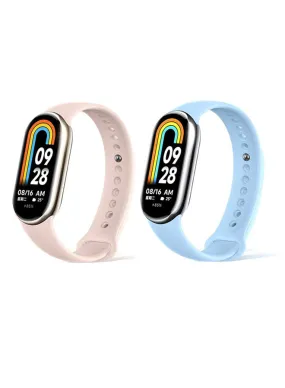 [Pack of 2] Silicone Strap for Xiaomi Mi Band 8 (Blue/Pink)