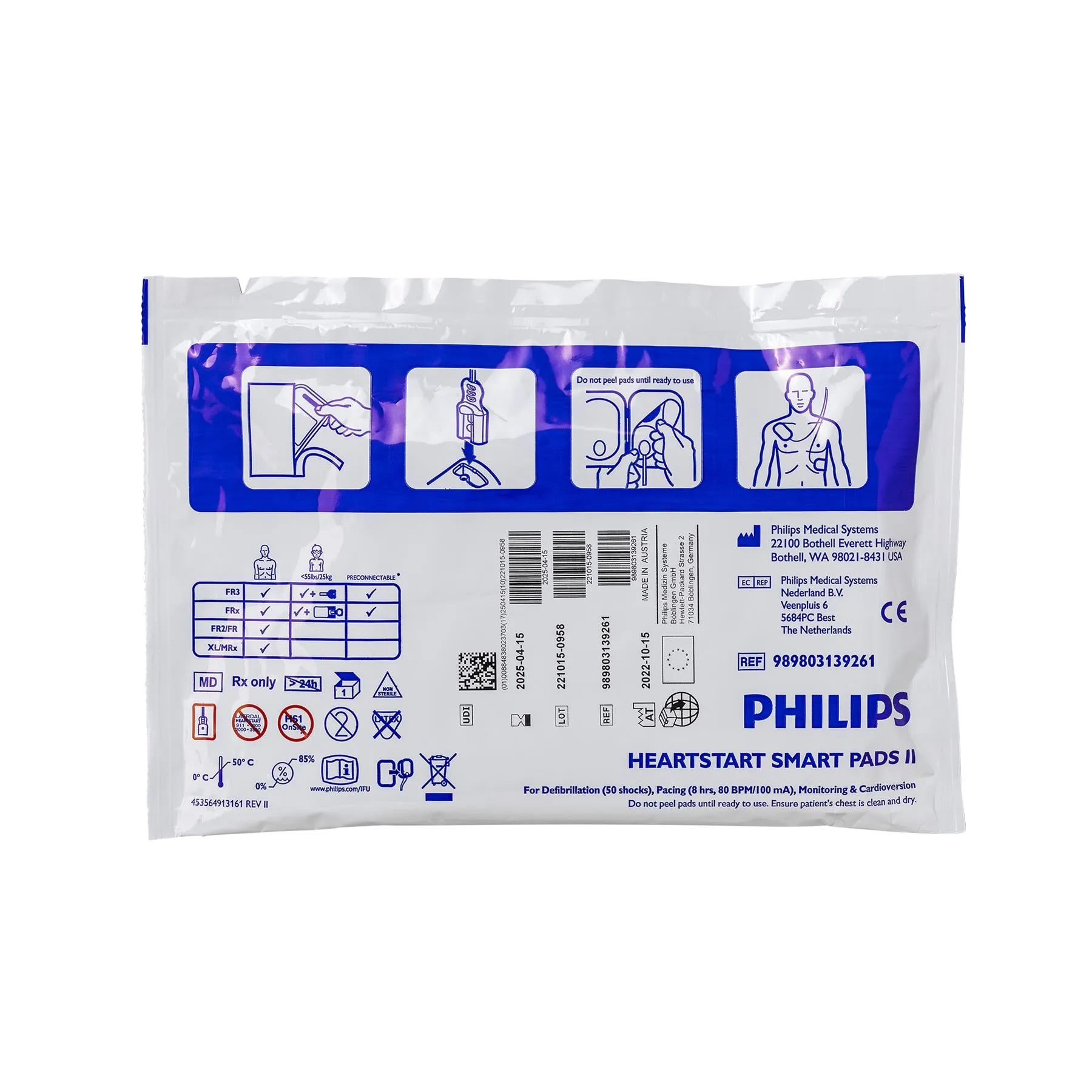 Philips | AED Pads for Heartstart FRx Defibrillator| SMART Pads II