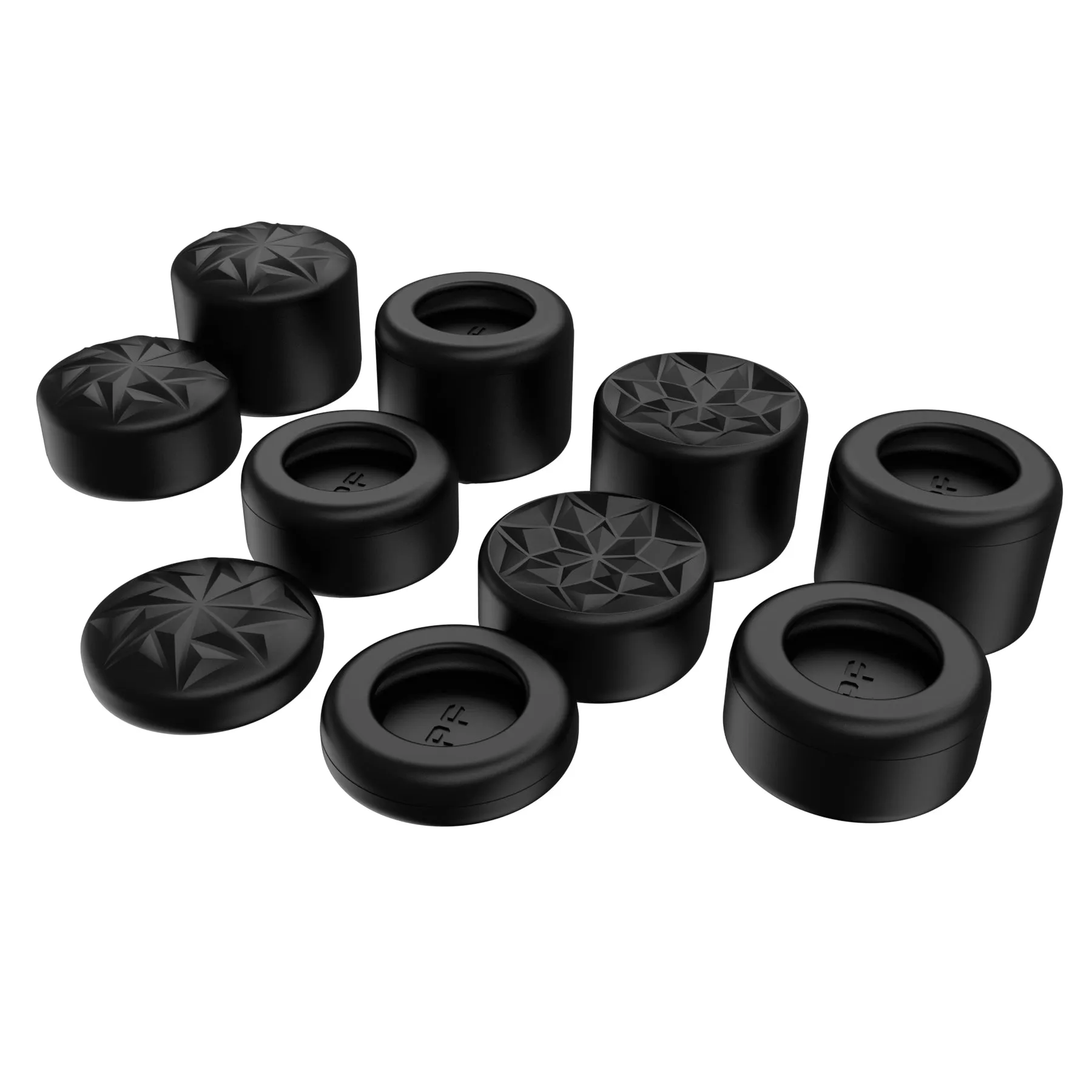 PlayVital 10 Pcs Ergonomic Thumbstick Grips for ps5, for ps4, CRYSTAL Universal Pro Thumb Grip Caps for Xbox Series X/S, Xbox One/Elite Series 2, Switch Pro - with 3 Height Convex and Concave - Black - PJM2051