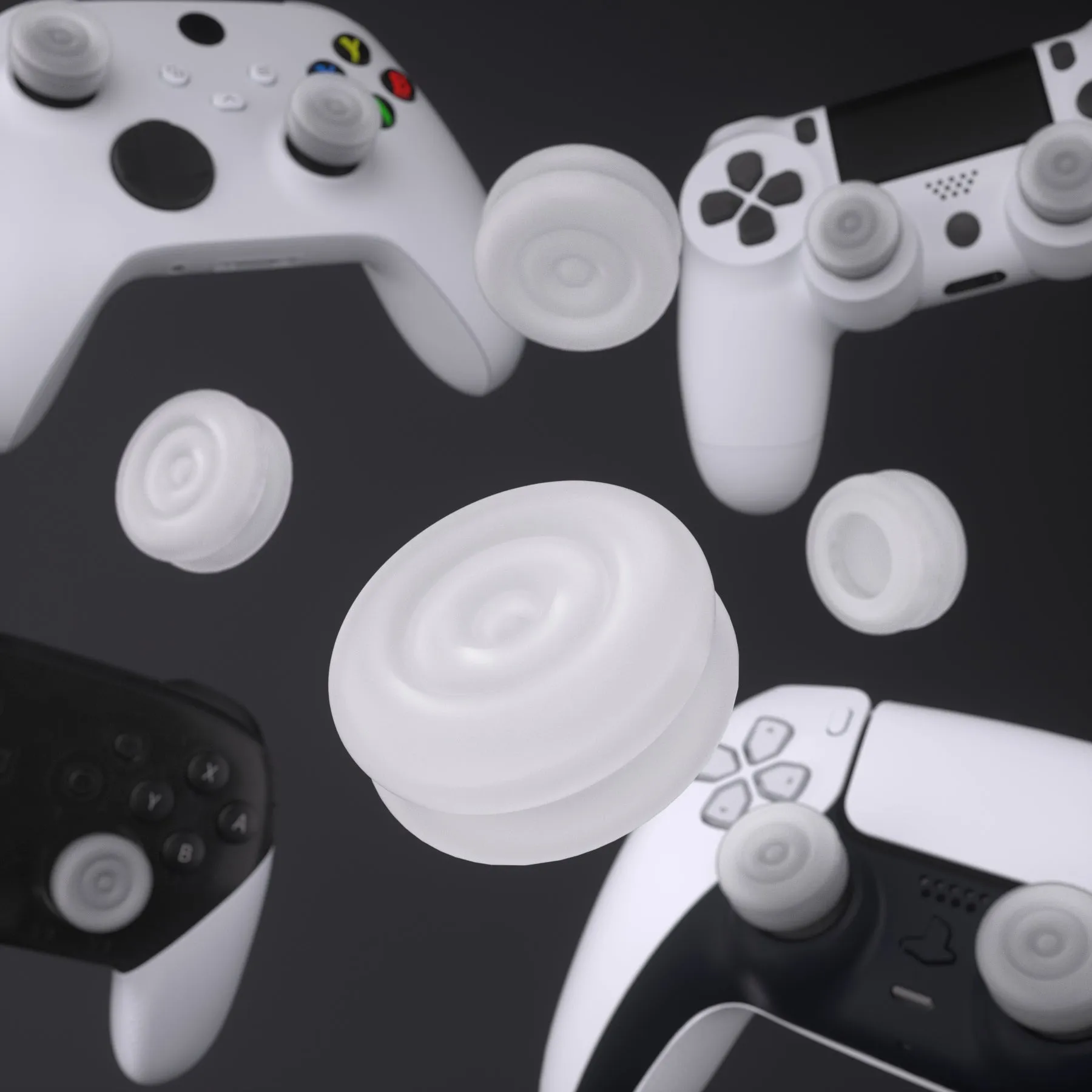 PlayVital Thumbs Cushion Caps Thumb Grips for ps5, for ps4, Thumbstick Grip Cover for Xbox Series X/S, Thumb Grip Caps for Xbox One, Elite Series 2, for Switch Pro Controller - Clear - PJM3023