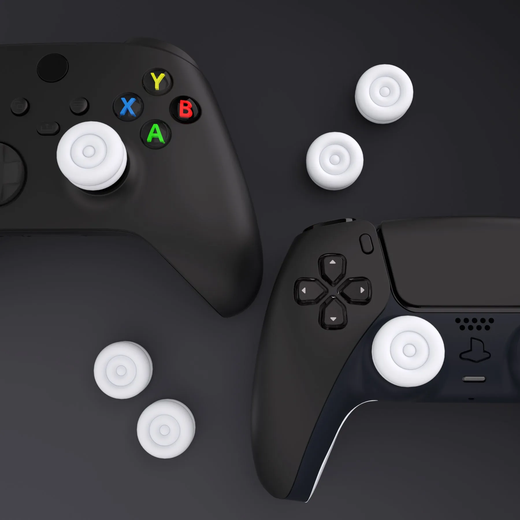 PlayVital Thumbs Cushion Caps Thumb Grips for ps5, for ps4, Thumbstick Grip Cover for Xbox Series X/S, Thumb Grip Caps for Xbox One, Elite Series 2, for Switch Pro Controller - White - PJM3022