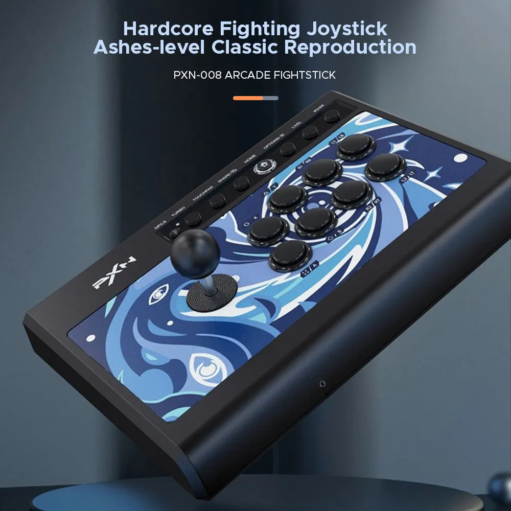 PXN 008 Gaming Arcade Stick (Plug & Play) Multi-Platform Game Fighting Classic Joystick Video Game Controller with Blue Switch Mechanical Buttons, 3.5mm Audio Jack for Nintendo Switch, PC, PS3, PS4, Xbox Gaming Console