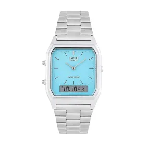 Quartz Male Turquoise Blue Analog-Digital Stainless Steel Watch AQ-230A-2A2MQYDF AD271