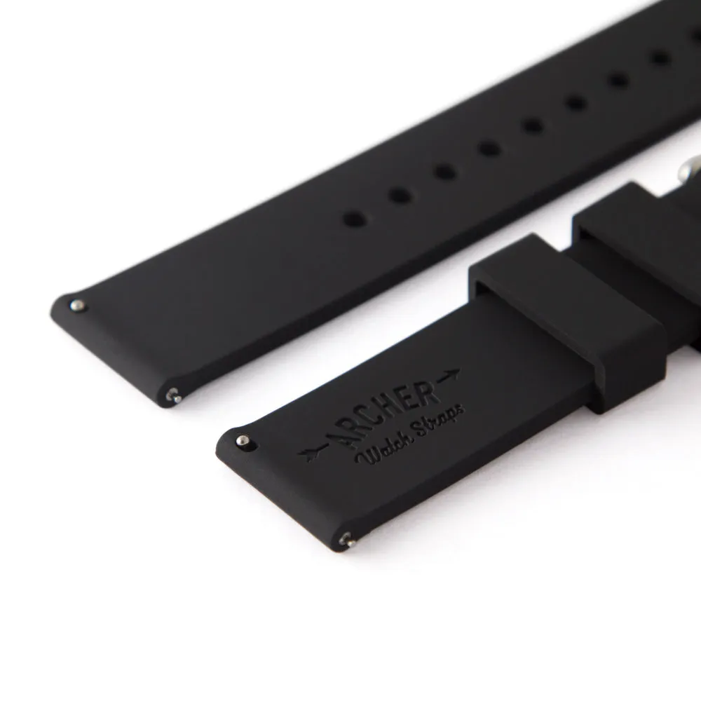 Quick Release Silicone Watch Band - Black