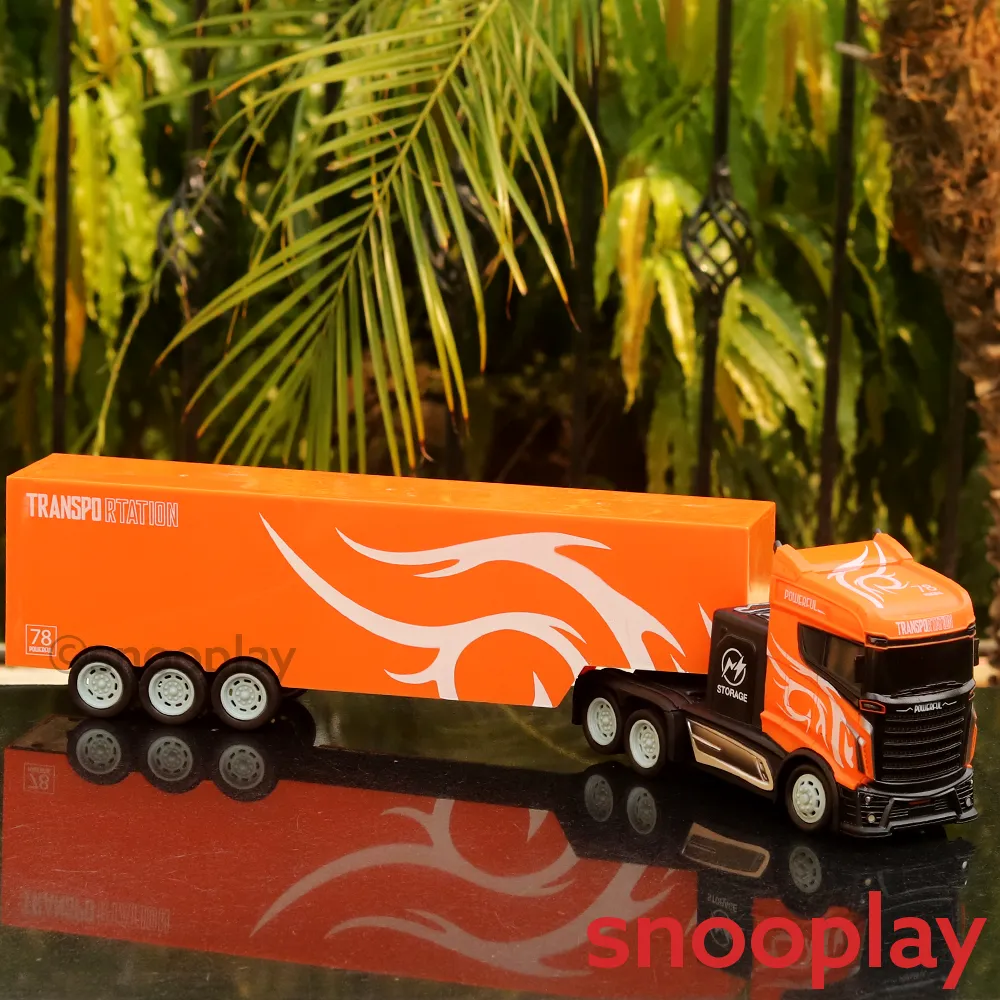 RC Transport Container Truck with Movable Driver's Cabin (1:16 Scale) - Orange