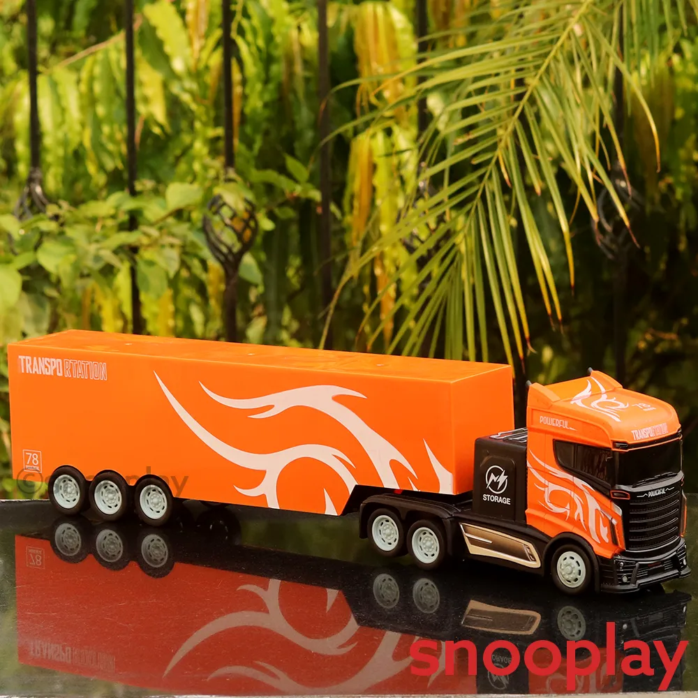 RC Transport Container Truck with Movable Driver's Cabin (1:16 Scale) - Orange