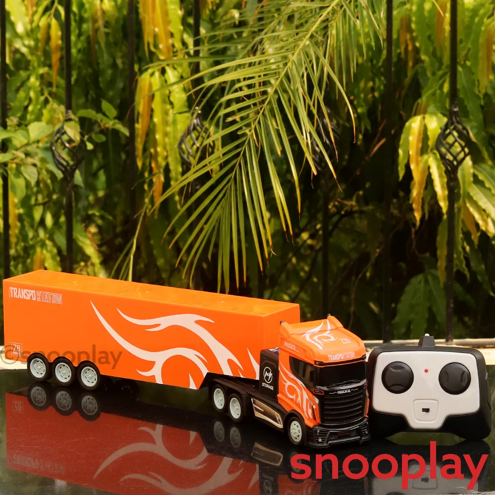 RC Transport Container Truck with Movable Driver's Cabin (1:16 Scale) - Orange