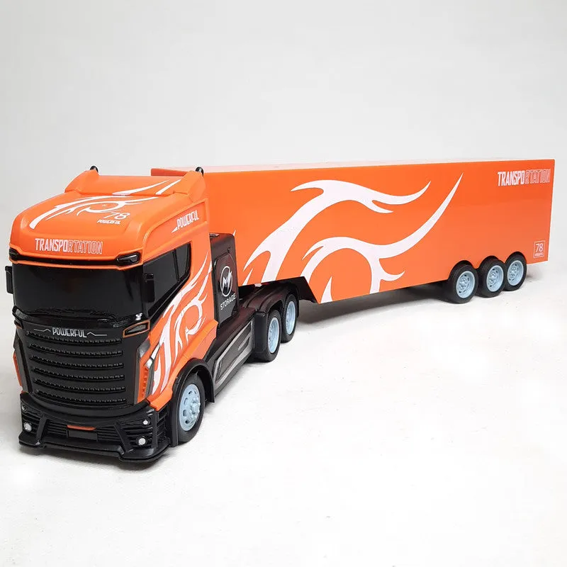 RC Transport Container Truck with Movable Driver's Cabin (1:16 Scale) - Orange