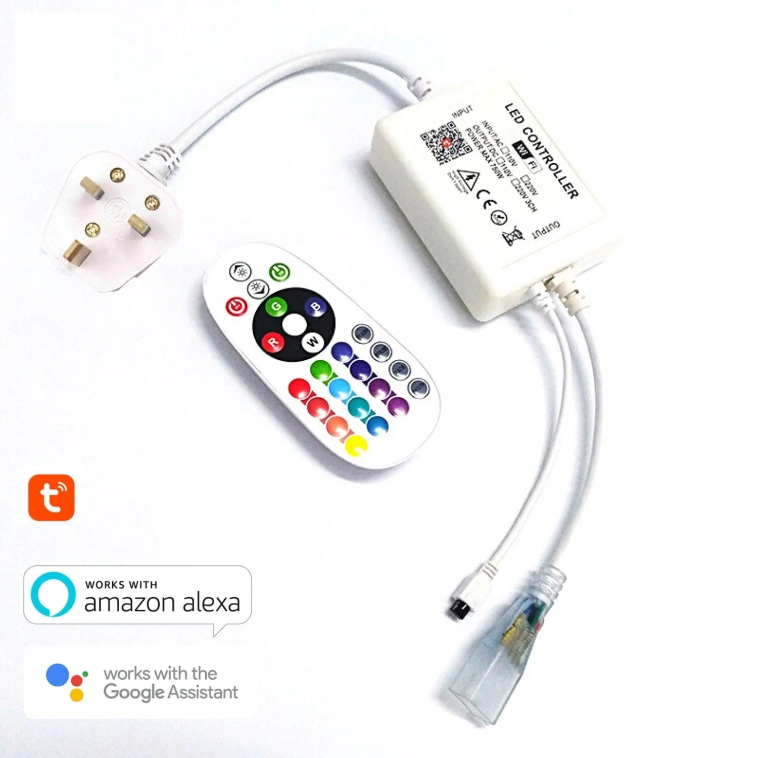 RGB Neon Flex 220V 240V 14x25mm WiFi APP LED controller work with Google & Alexa with 24key Remote