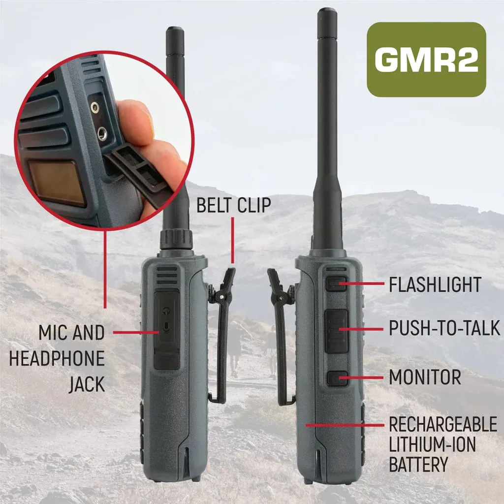 Rugged Radios GMR2 GMRS and FRS Two Way Handheld Radio - Grey