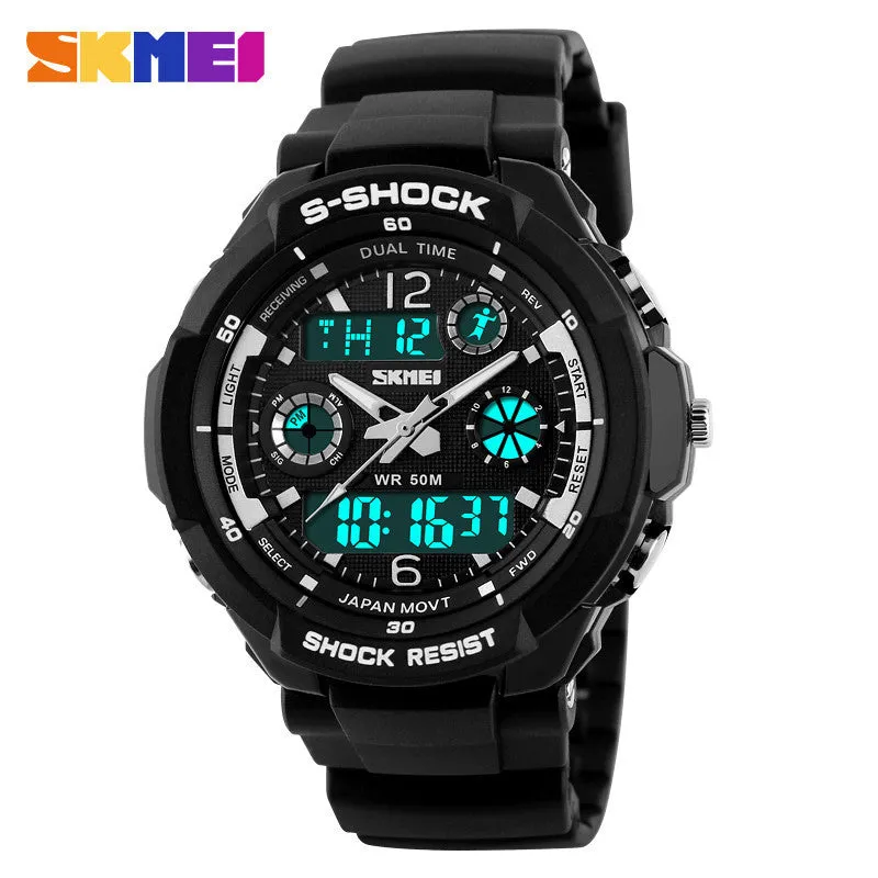 S-Shock Mens Military Watch For Men Sport Watch Luxury Brand Analog Quartz And LED Digital Outdoor Waterproof Watches