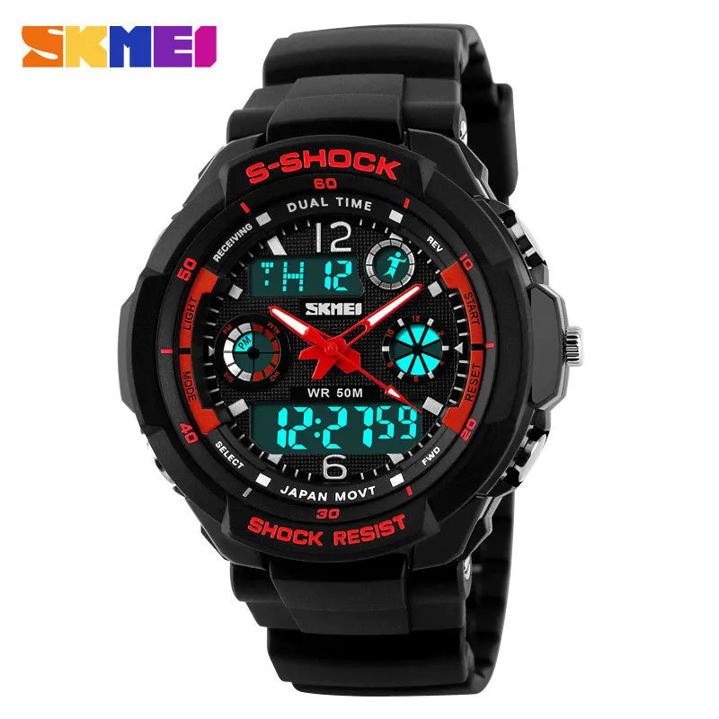 S-Shock Mens Military Watch For Men Sport Watch Luxury Brand Analog Quartz And LED Digital Outdoor Waterproof Watches