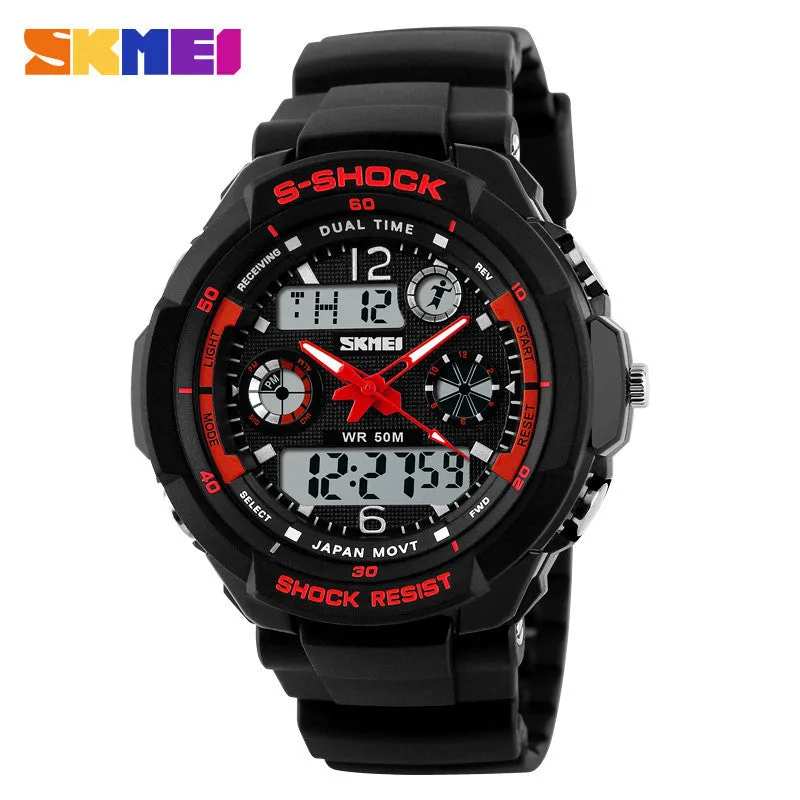 S-Shock Mens Military Watch For Men Sport Watch Luxury Brand Analog Quartz And LED Digital Outdoor Waterproof Watches