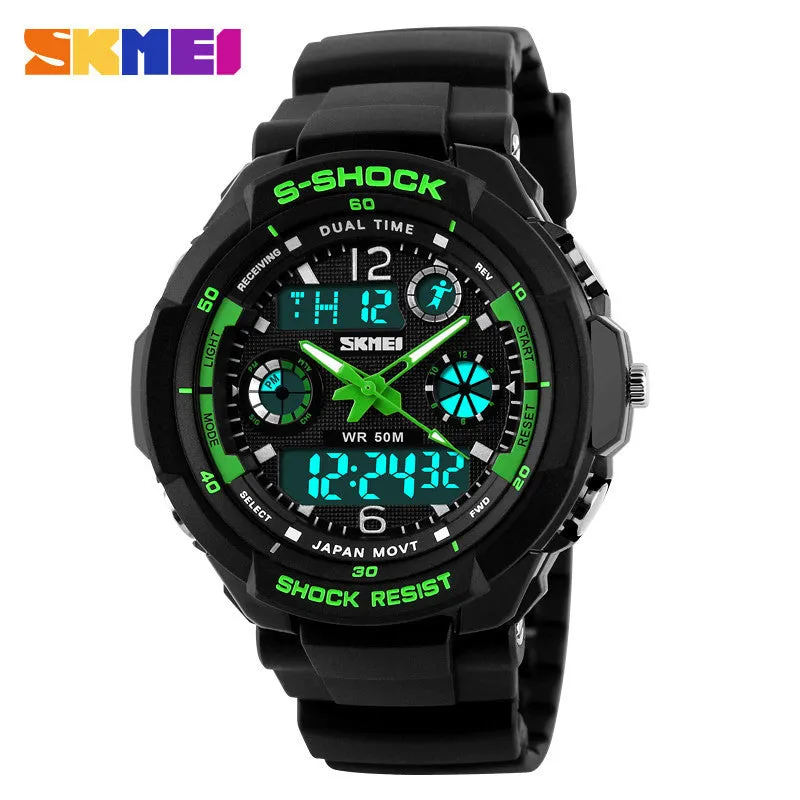 S-Shock Mens Military Watch For Men Sport Watch Luxury Brand Analog Quartz And LED Digital Outdoor Waterproof Watches