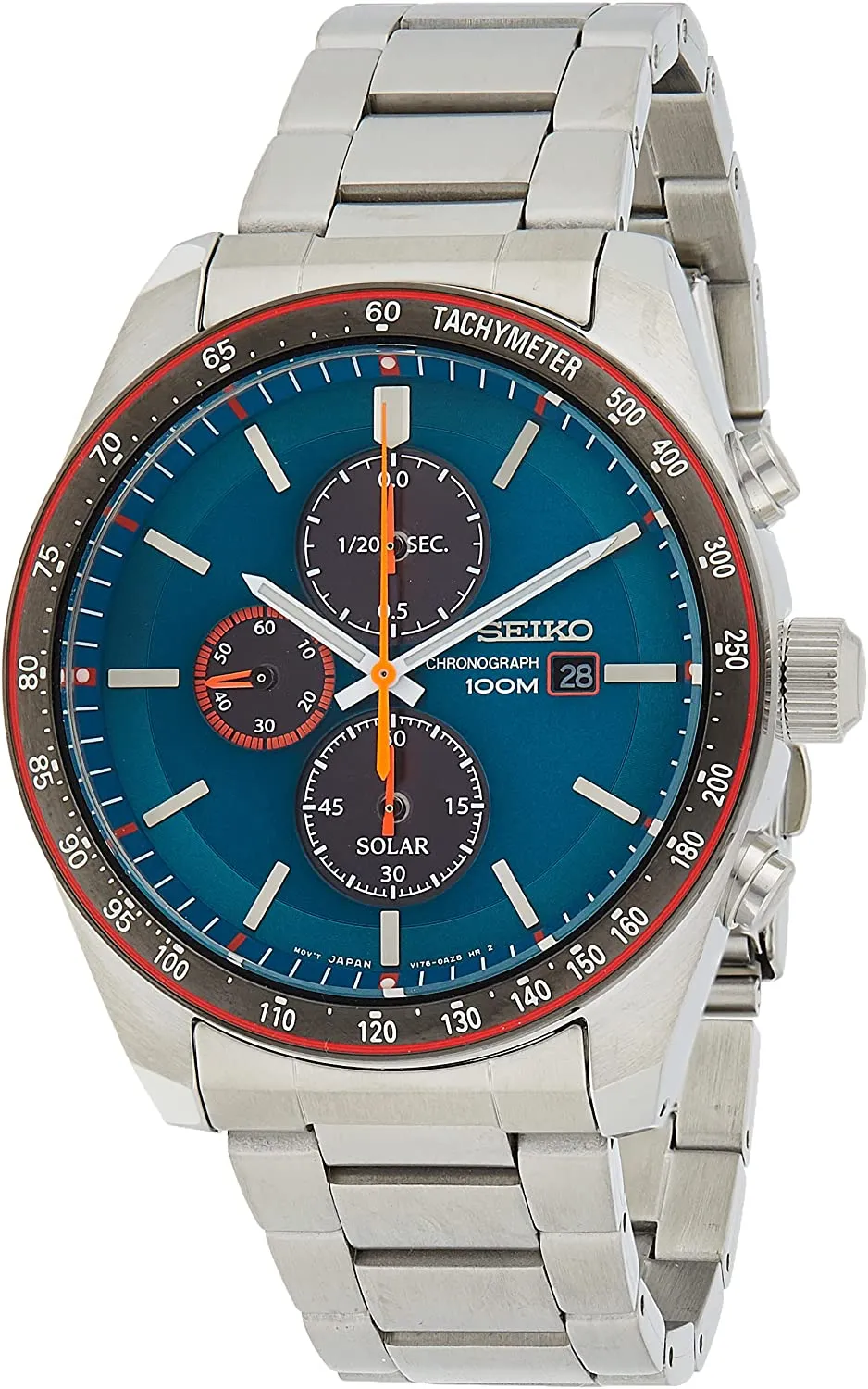 Seiko Solar Chronograph Tachymeter Stainless Steel Men's Watch SSC717P1