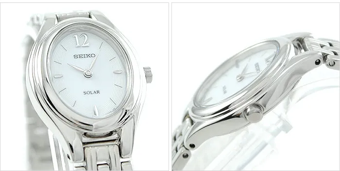 Seiko Solar White Dial Stainless Steel Ladies Watch SUP005P1