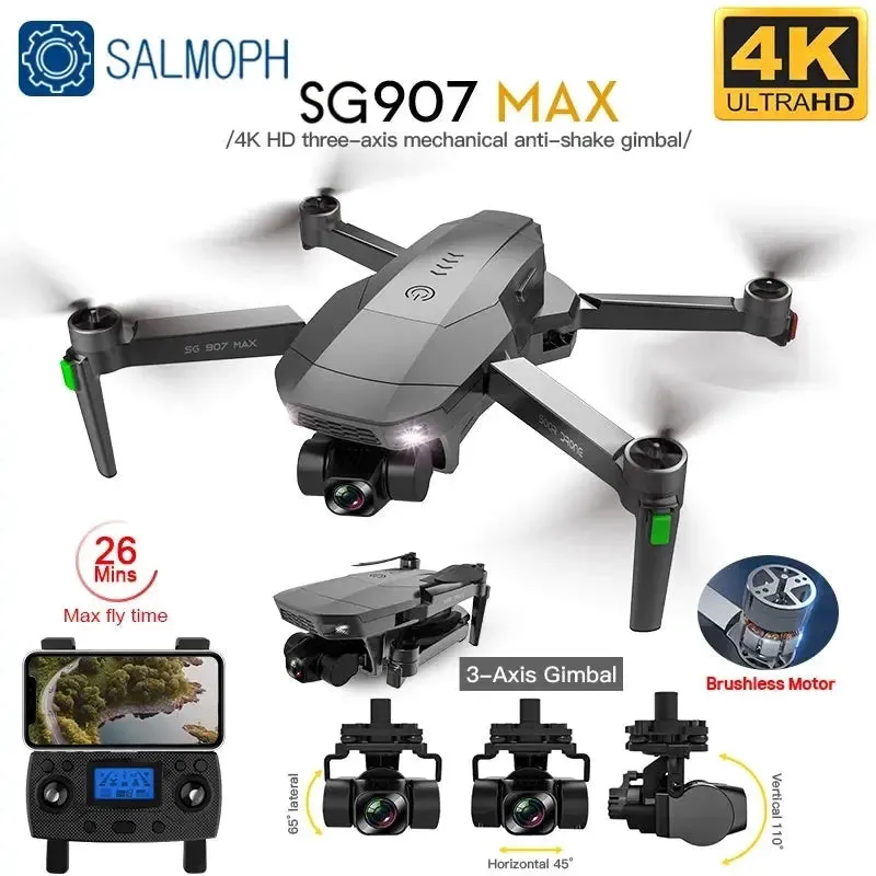 SG907 MAX Drone 4k HD Profesional Dron With Camera 3-Axis Gimbal Brushless 5G Wif GPS Optical Flow RC Quadcopter for Adult