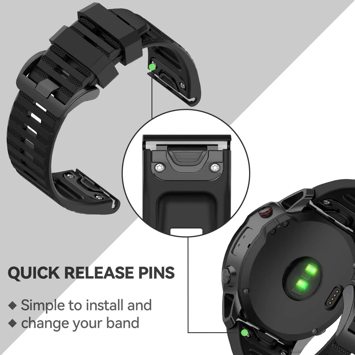 Silicone Bands For Garmin Fenix 7X | Fenix 6X | Fenix 5X | Fenix 5P | 5 Plus | Fenix 6X Pro | Fenix 3 - Grey