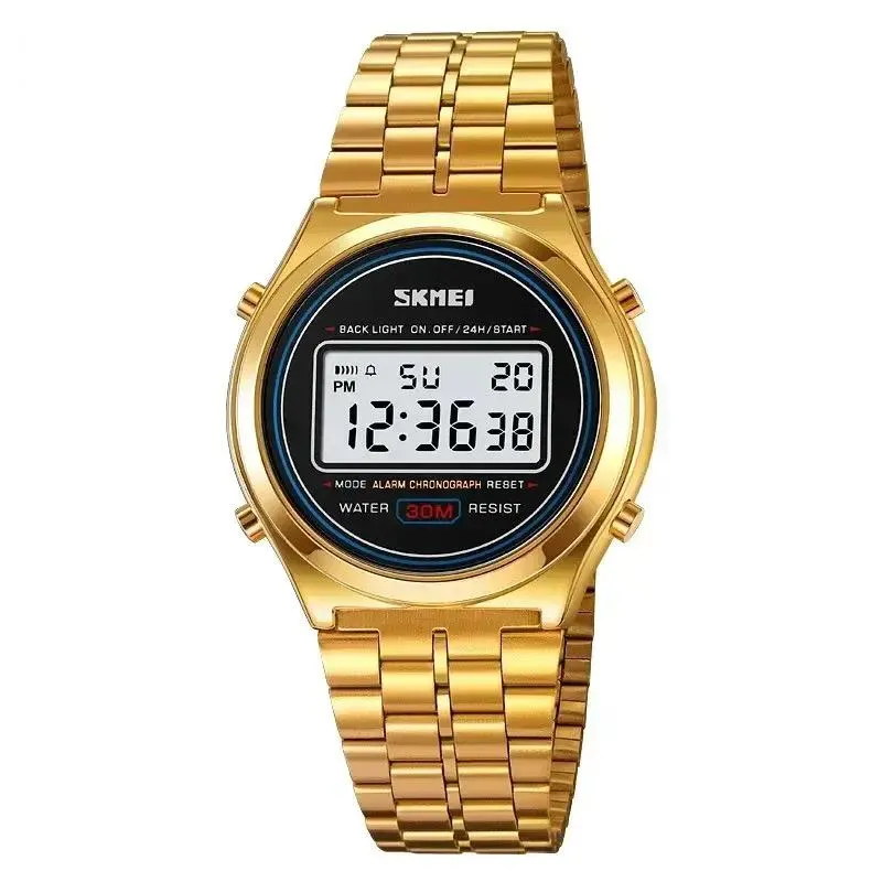 SKMEI Luxury Stainless Steel Back Light Display Stopwatch Digital Sport - SK01