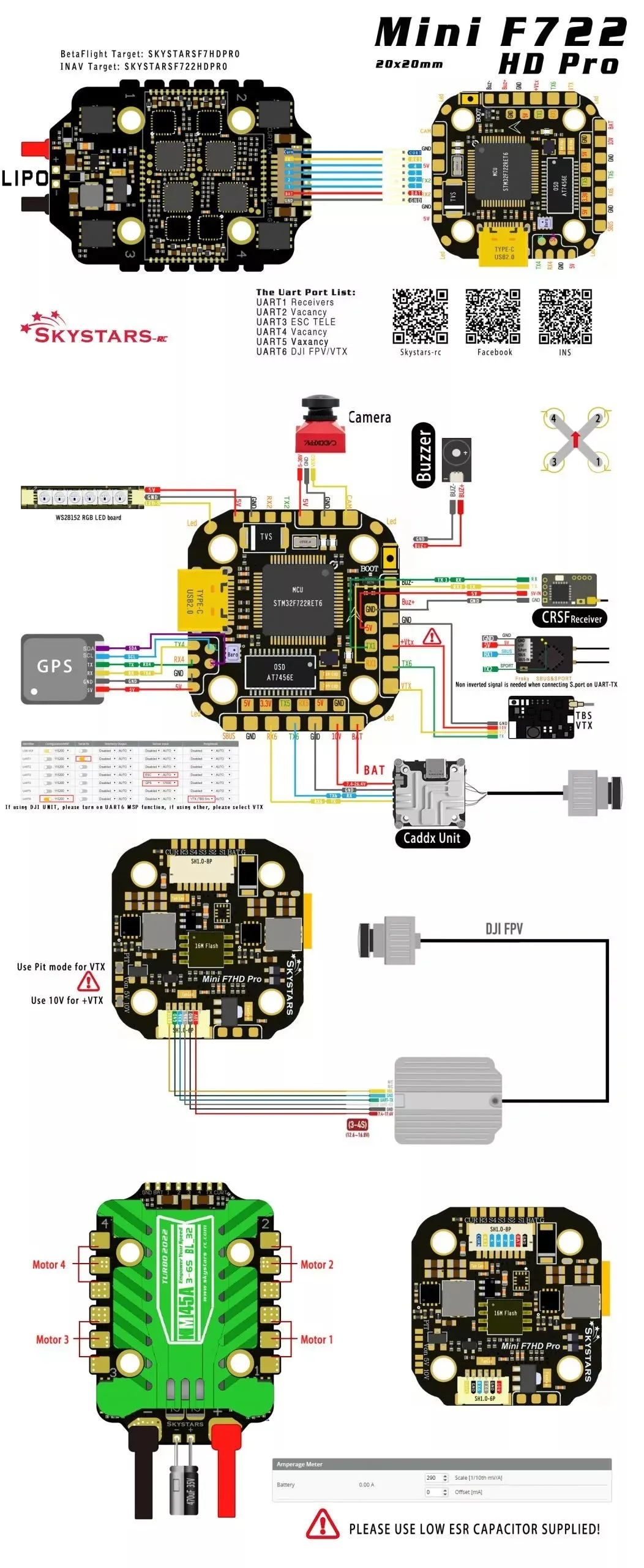 SKYSTARS F722HD Pro Flight Controller & KM45 45A ESC FlyStack