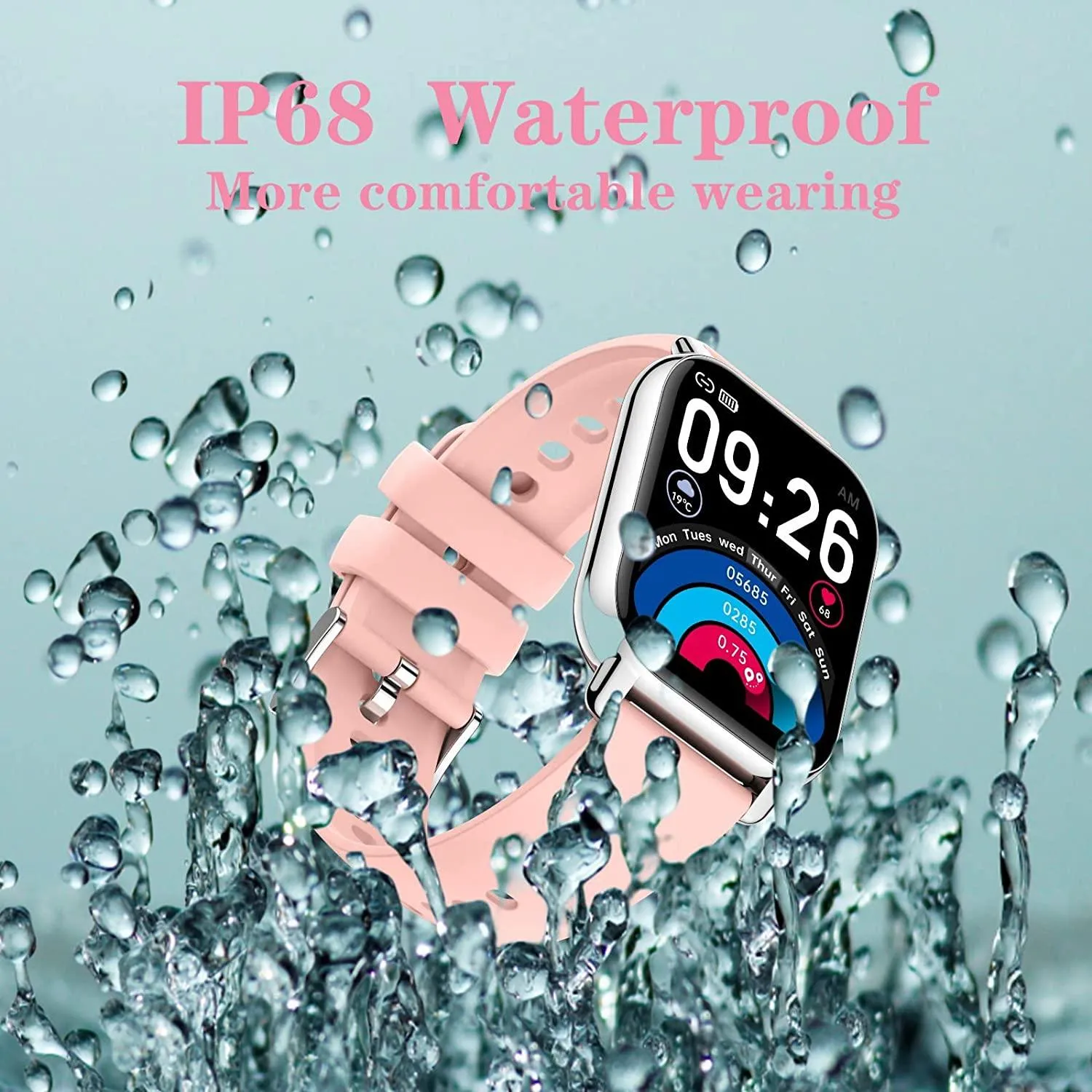 Smart Sport Watch 1.85 Inches ,IP68 Waterproof pro charging Pink,Black