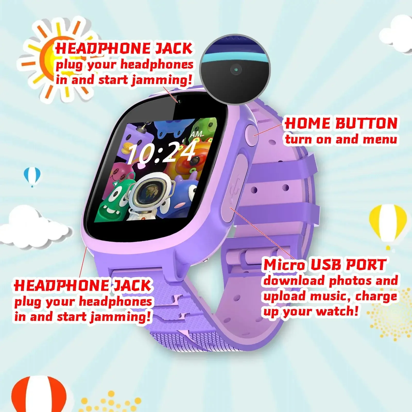 Smartwatch For Puzzles Game HD Touch Camera  Music Player Pedometer Alarm Clock Calculator For Boy Girl 4-12 Years Old New Gift