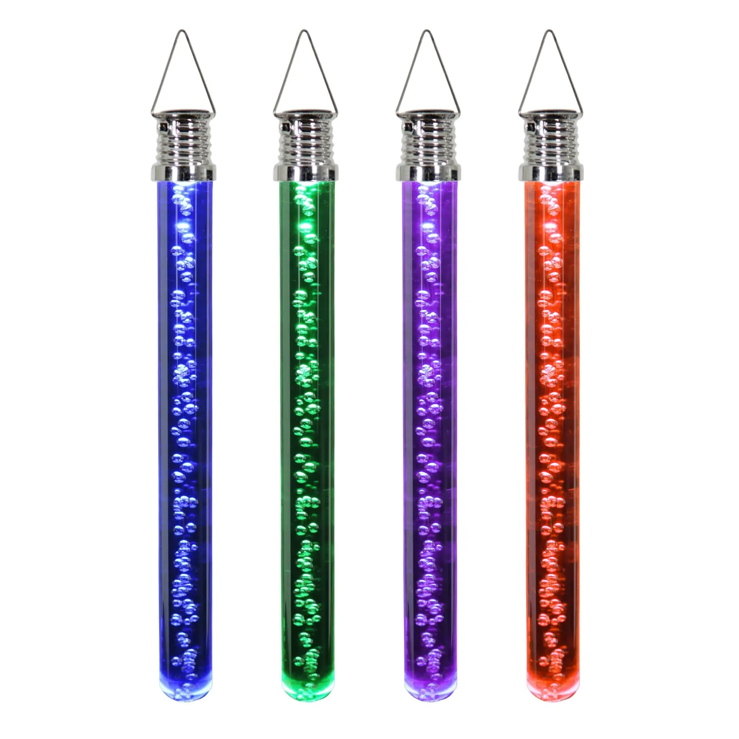 Solar Acrylic Bubble Stick with Color Changing LED Light, Set of Four, 10 Inch