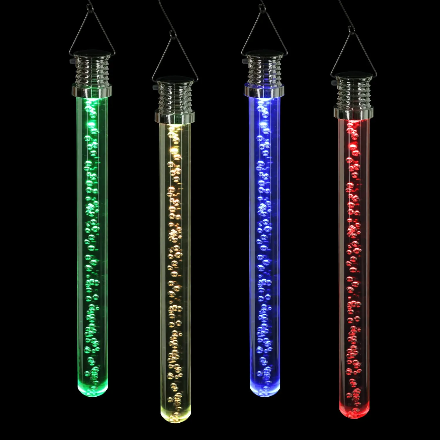 Solar Acrylic Bubble Stick with Color Changing LED Light, Set of Four, 10 Inch