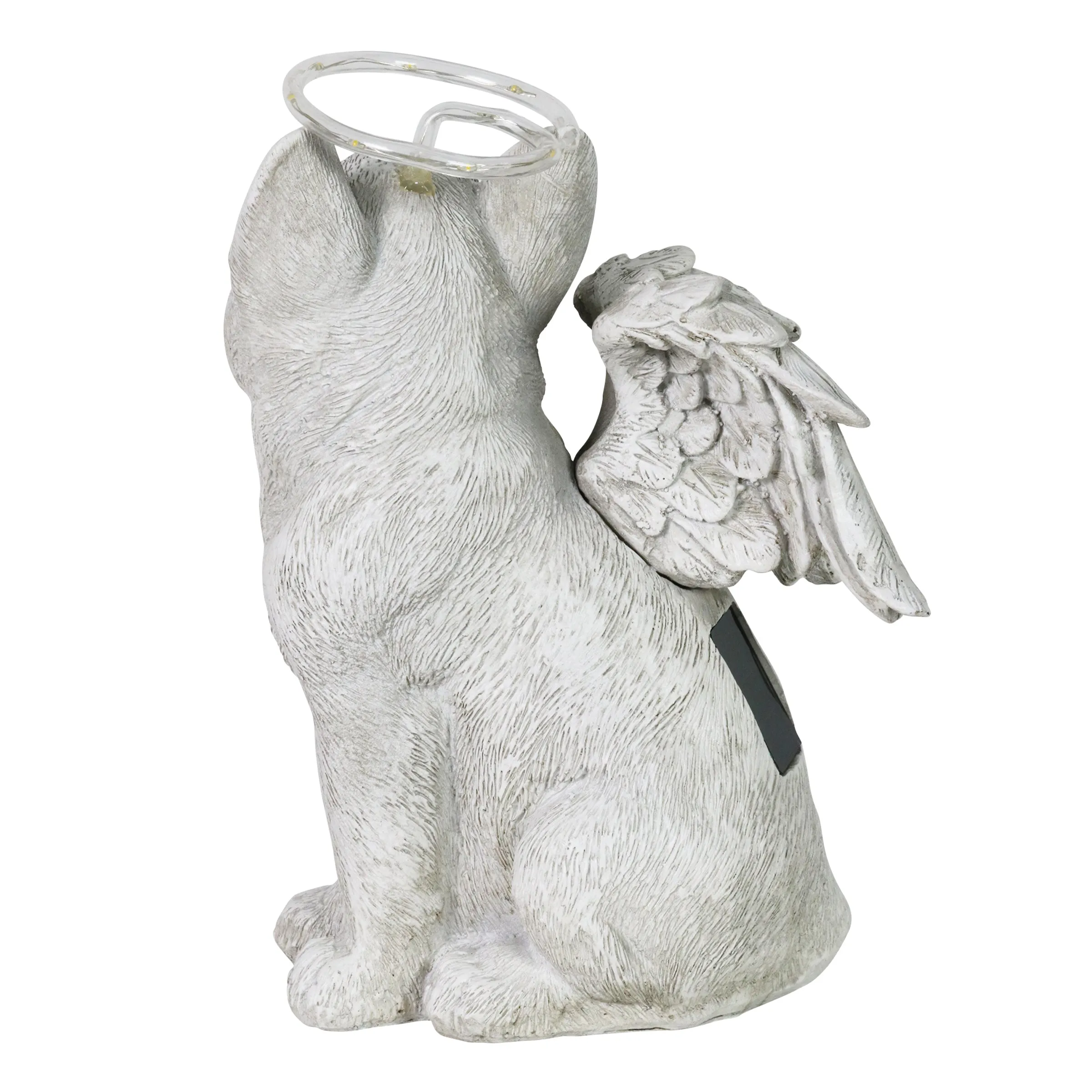 Solar Halo Cat with Angel Wings Memorial Statue, 10 Inches