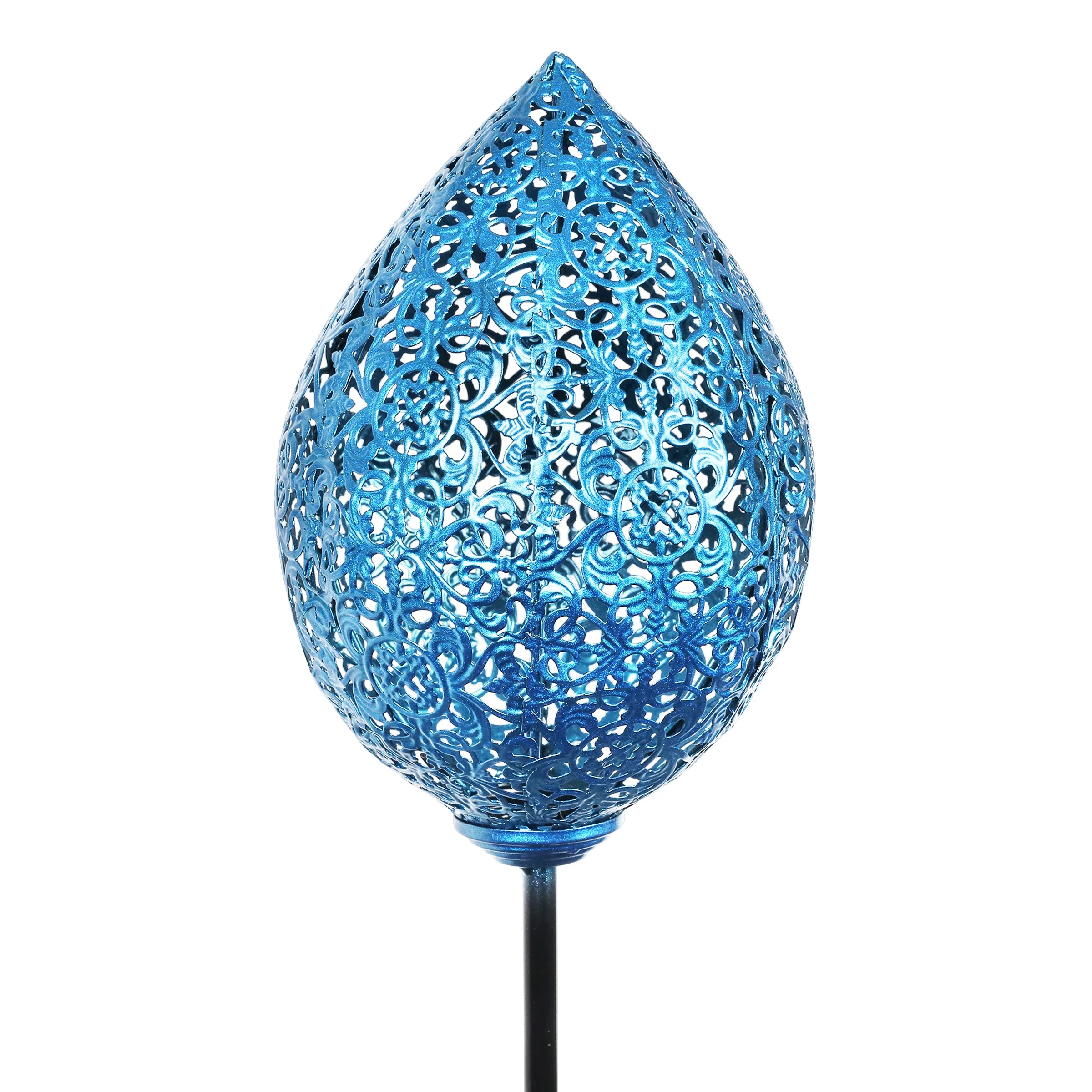 Solar Metal Blue Tear Drop Garden Stake, 5 by 31 Inches