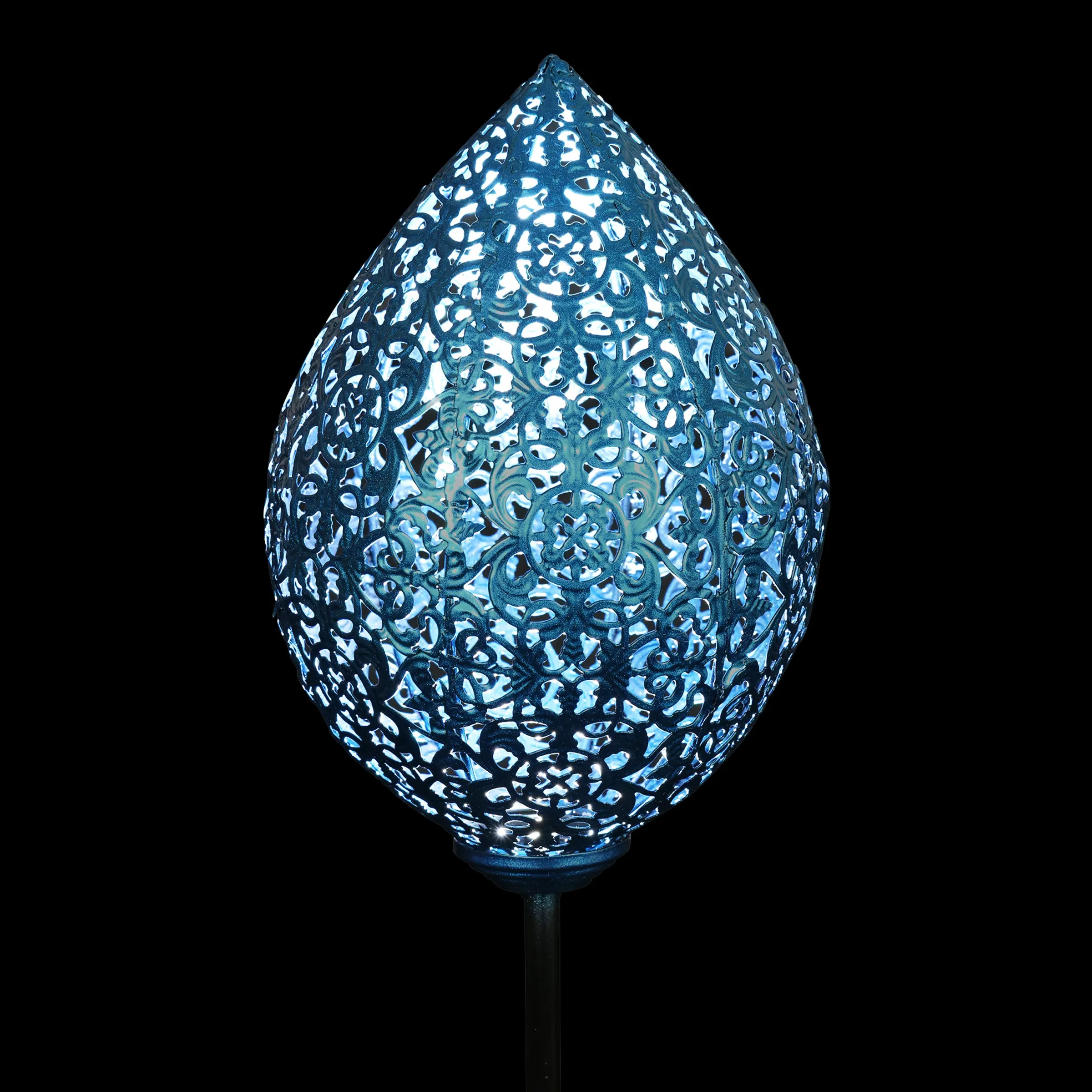 Solar Metal Blue Tear Drop Garden Stake, 5 by 31 Inches