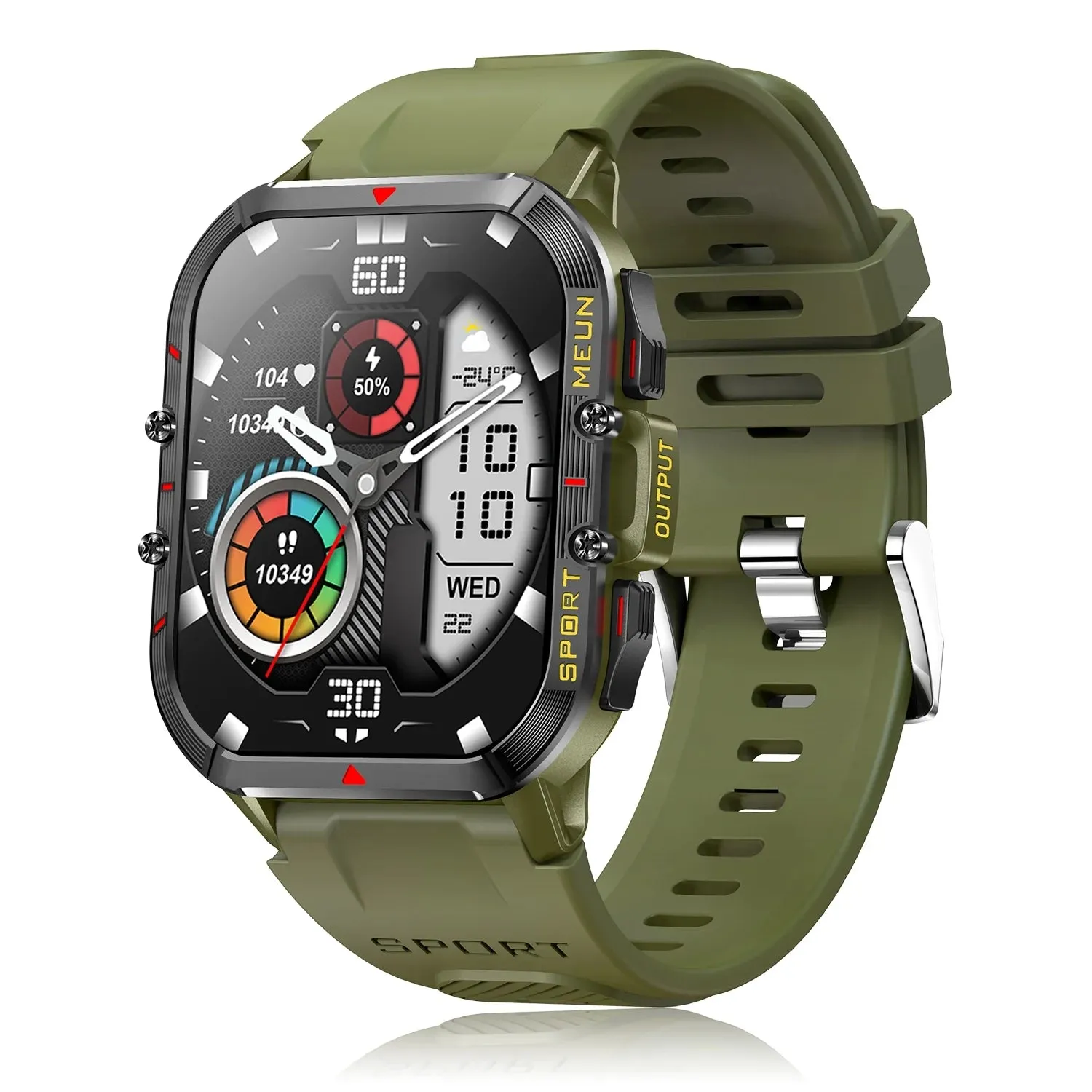 Sports Smart Watch for Men Women Outdoor Fitness Tracker with 100  Sport Modes Bluetooth Call 1.96" Full Touch Smartwatches Waterproof for Android Iphone (Green)