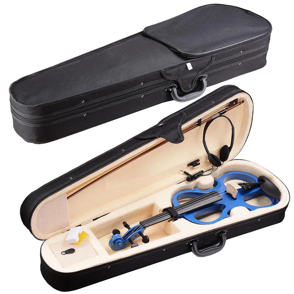 TheLAShop 4/4 Full Size Maple Silent Electric Violin Headphone Set w/ Case