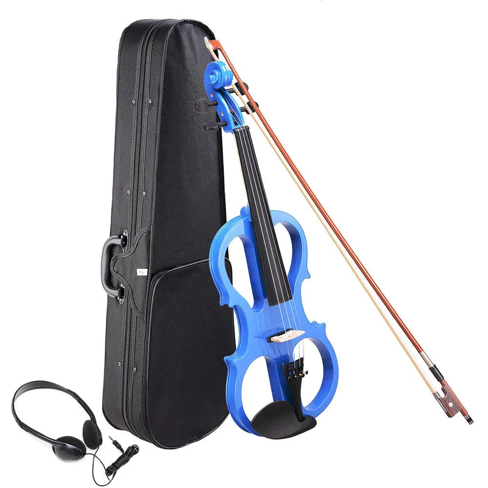 TheLAShop 4/4 Full Size Maple Silent Electric Violin Headphone Set w/ Case