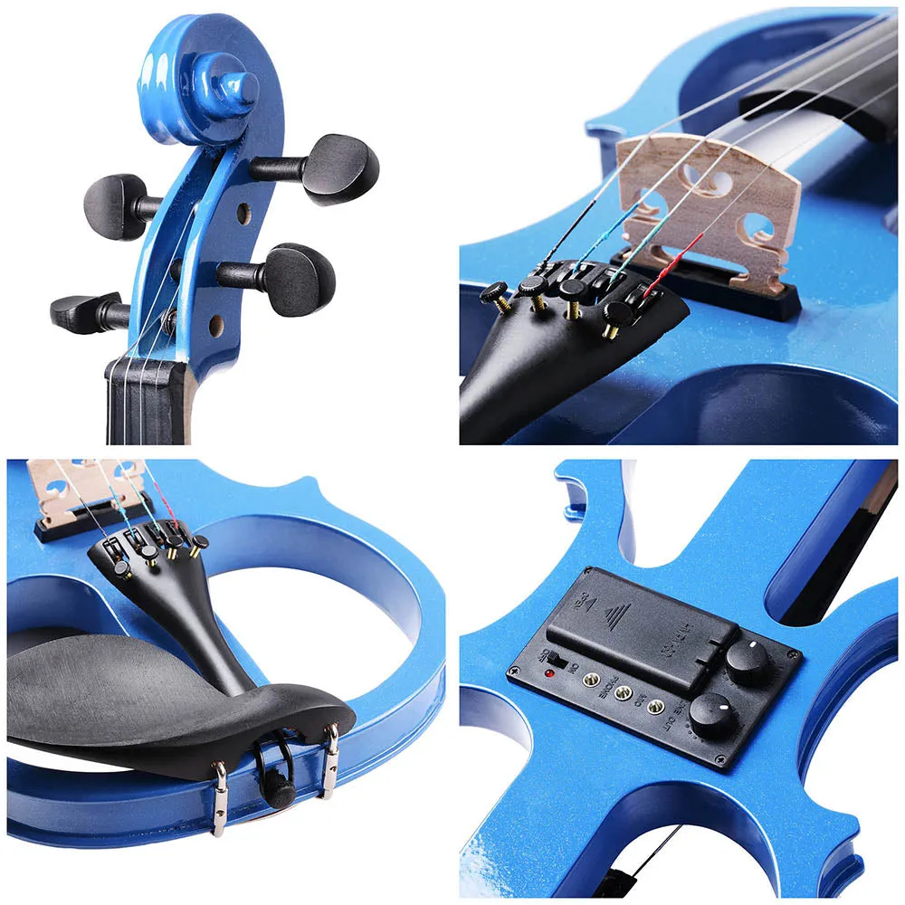 TheLAShop 4/4 Full Size Maple Silent Electric Violin Headphone Set w/ Case