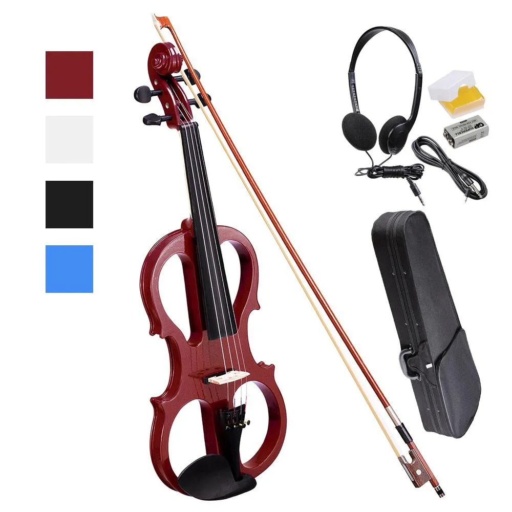 TheLAShop 4/4 Full Size Maple Silent Electric Violin Headphone Set w/ Case