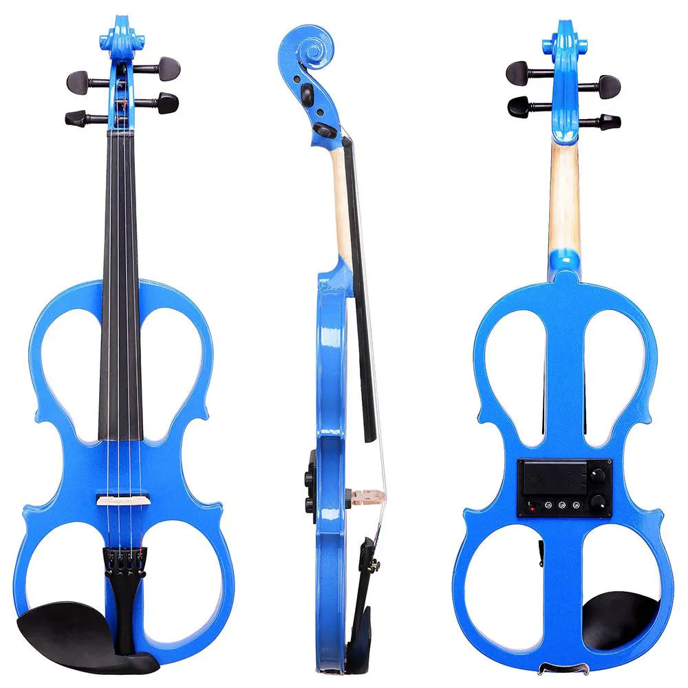 TheLAShop 4/4 Full Size Maple Silent Electric Violin Headphone Set w/ Case