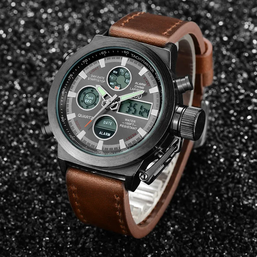 Top Brand Luxury Men Swimming Digital LED Quartz Outdoor Sports Watches Military Relogio Masculino Clock With Leather Strap