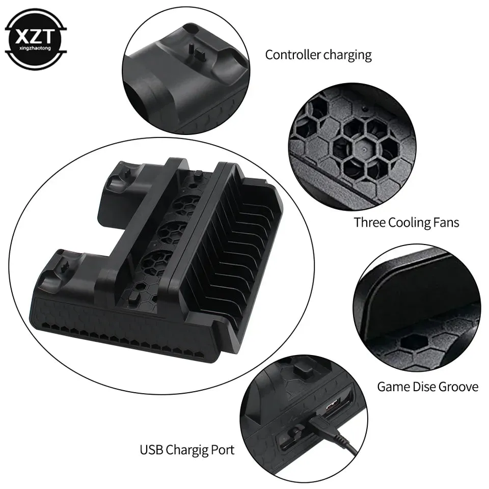 TP4-882 Multifunctional Cooling Stand 3 Built-in Cooling Fans Dual Controllers Charging Station Compatible for P4 Series