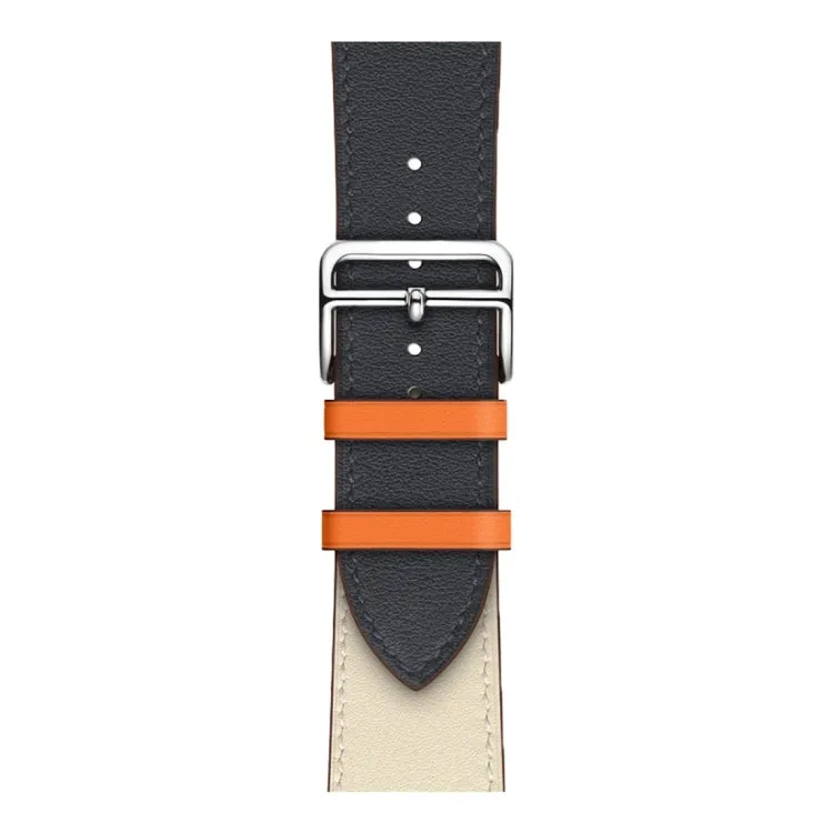 Two Color Single Loop Leather Wrist Strap Watch Band for Apple Watch Series 3 & 2 & 1 42mm, Color:Bright Blue Pink White Orange