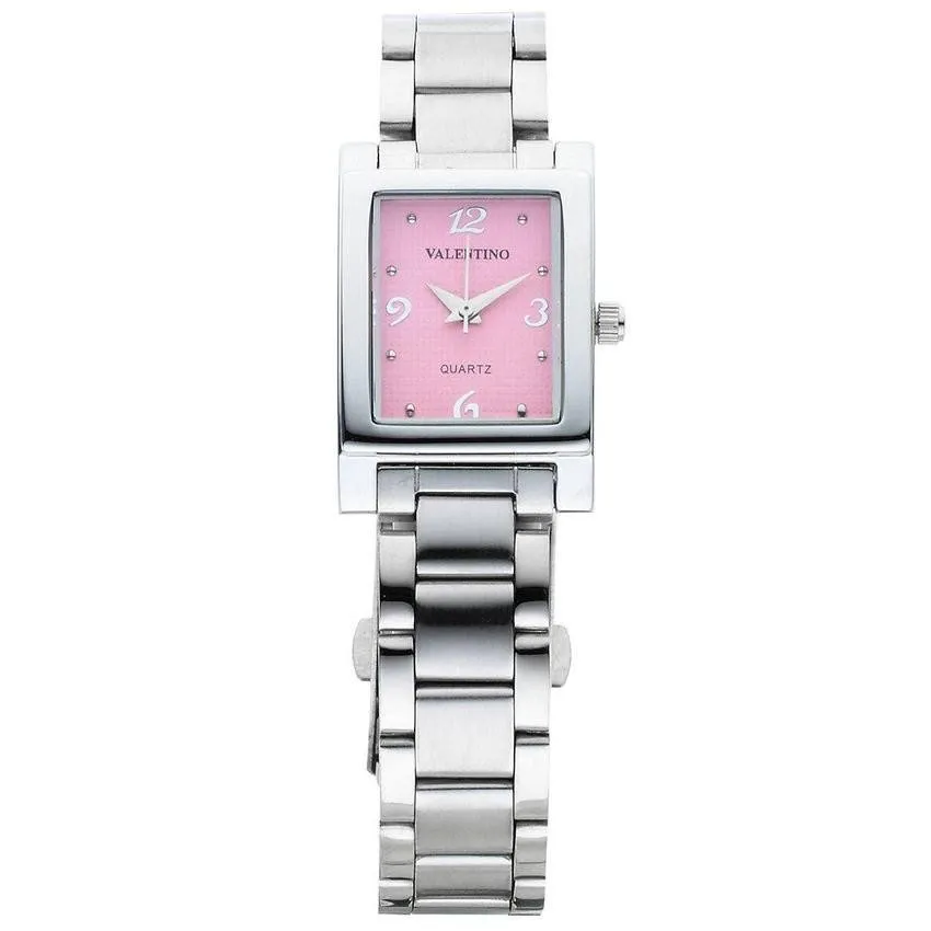 Valentino 20121783-SILVER - PINK NUMBER SHEEN IP WHITE STYLE STAINLESS BAND STRAP Watch for Women