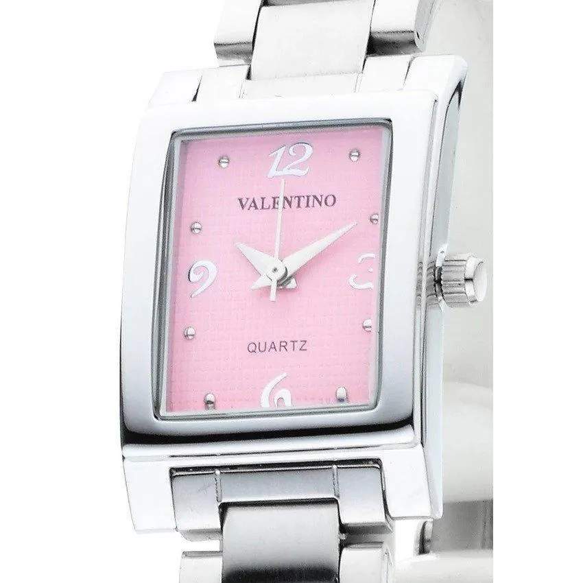 Valentino 20121783-SILVER - PINK NUMBER SHEEN IP WHITE STYLE STAINLESS BAND STRAP Watch for Women